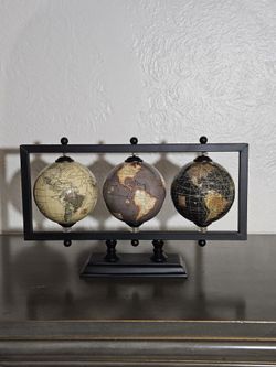 World Map Globe Trio Tabletop Home Decor
