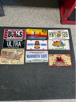 License plates and sign