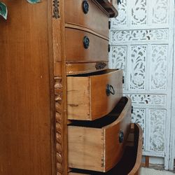 Antique Tall Boy 7 Drawer Solid Wood Dresser,  Delivery 