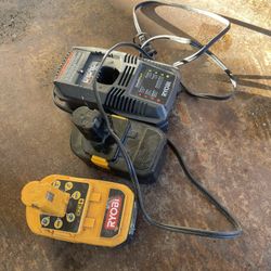 Ryobi 18V x2 Batteries And Charging Box 