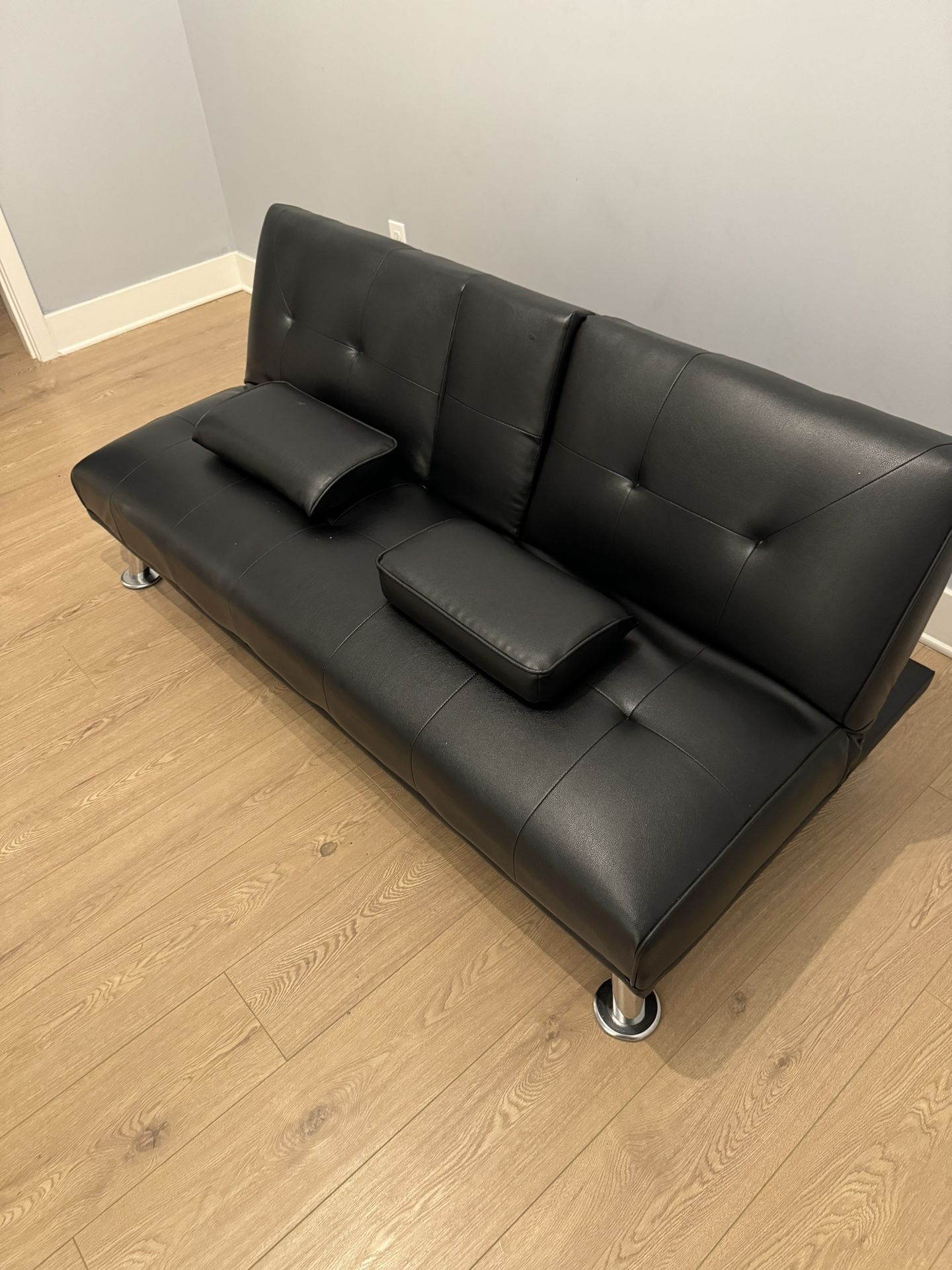 Small Leather Couch/ Futon 