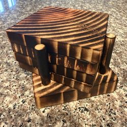 Handmade Rustic Drink Coasters w/ holder
