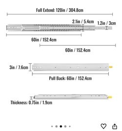 New Never Used Heavy duty Drawer Slides, 1 Pair = 2 in total 60inch Locking Drawer Slides, 500lbs Load Capacity, Side Mount Ball Bearing Drawer Glides