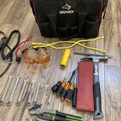 Husky toolbag tools wrenches hammer