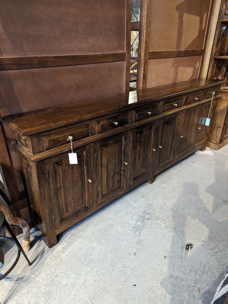 Large Narrow Wooden Sideboard 