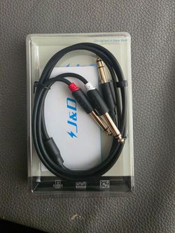 J&D Dual 1/4 inch TS to TRS Splitter Cable