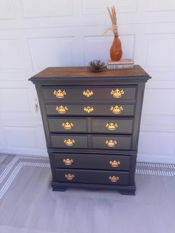 Solid wood navy tall dresser