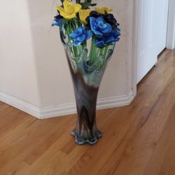 Glass 14 Flowers In Hand blown Glass Vase 