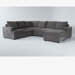 U - Shaped Charcole Grey Sectional Sofa 