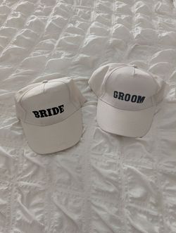 Bride and Groom White Caps