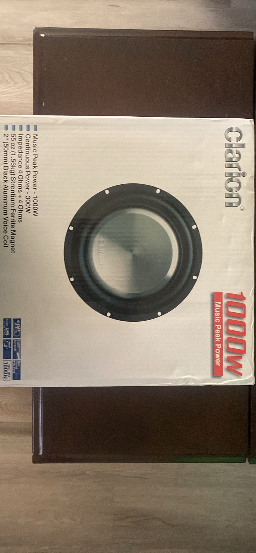 Clarion WF3030D 1000 Watts Maximum Power Handling 12" Dual 4Ohm Voice Coil Shallow-Mount Car Audio Subwoofer