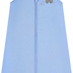 Organic Baby Sleep Sack Blue Sleeveless Wearable Blanket, 12-18 Mons New
