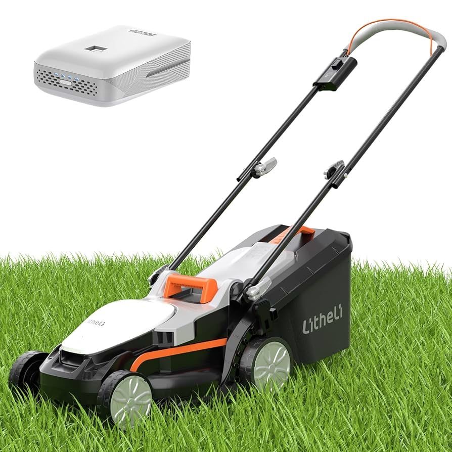 Electric Lawn Mower Cordless,Grass Cutter Machine for 1300 Sq.Ft.Lawnmower with Motor,13 in Cutting Width,8 Gallon Capacity,Cutting Height from 1 to 2