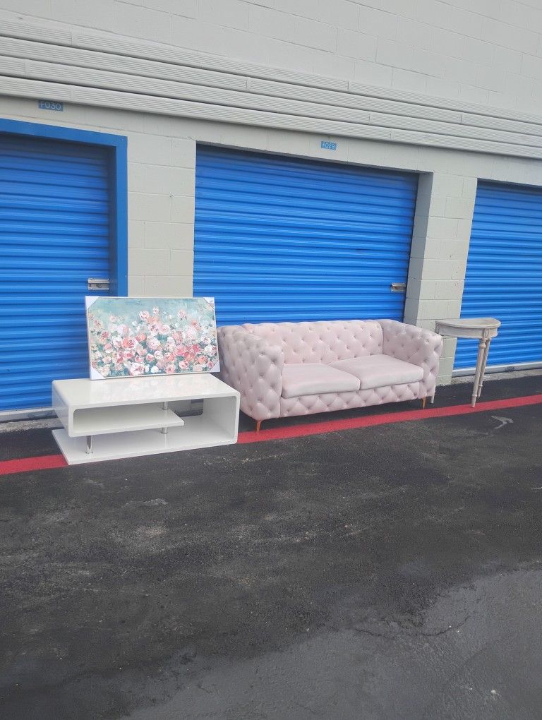 Pink sofa Couch Coffee Table Art - Delivery Available 
