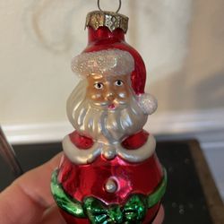 Santa Claus Vintage Glass Christmas Tree Ornament Thomas Pacconi  Green