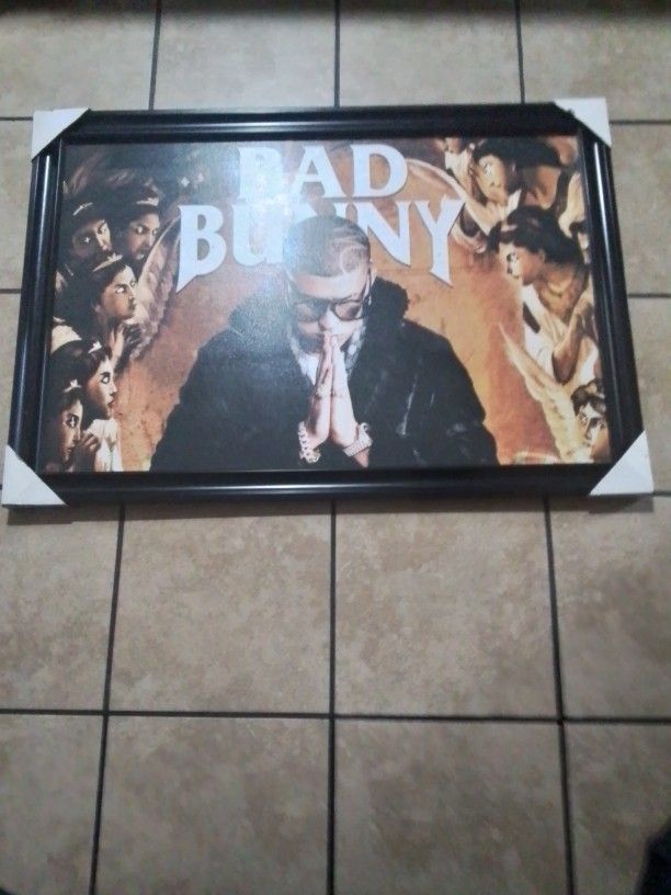 bad Bunny Poster Frame Picture Included