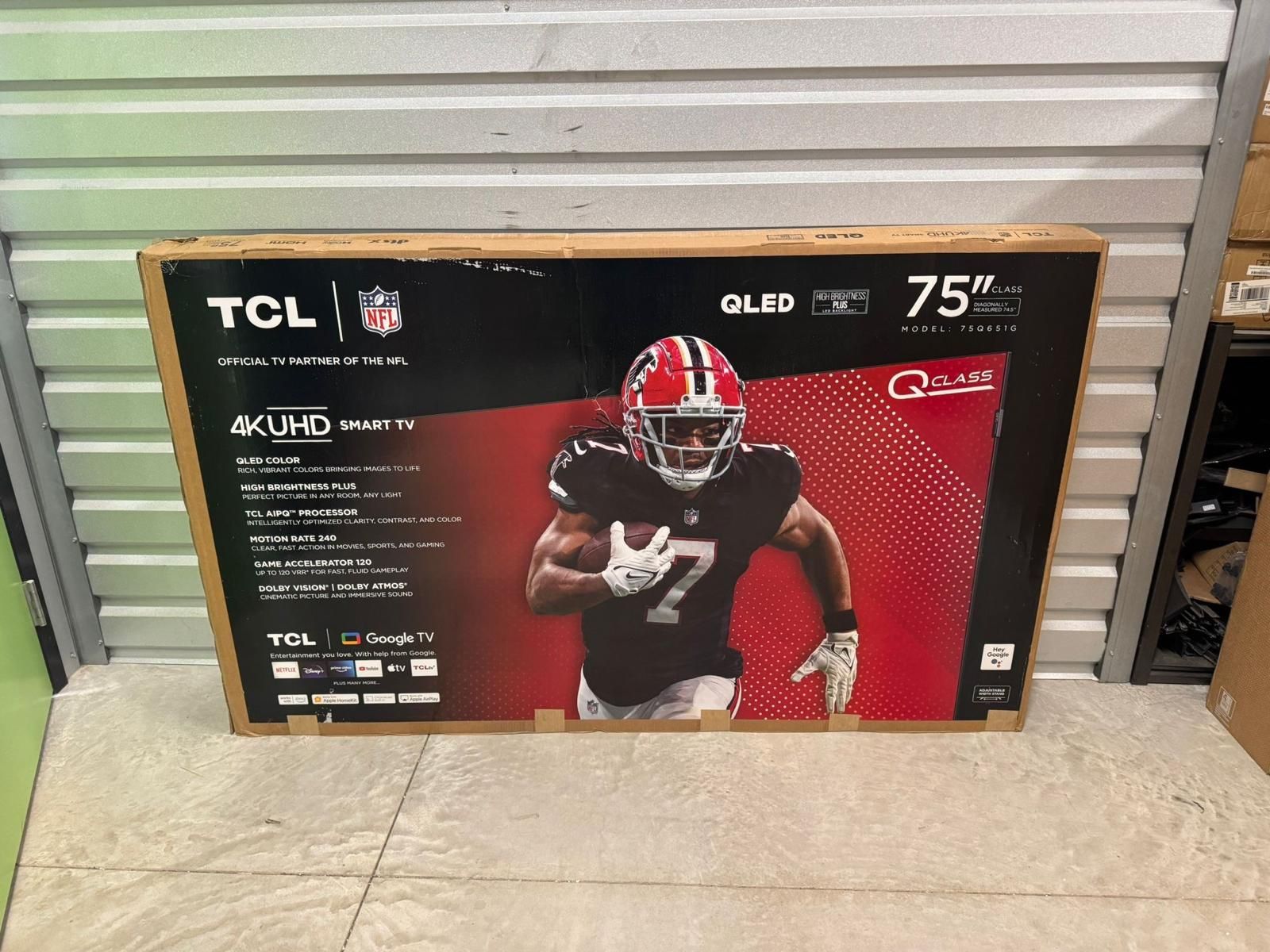 Hd377 75” tcl smart 4k Qled tv floor model