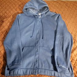 Blue Blair Draw-String Hoodie • Front Snap on Bottons Secure • 2-Front Pockets • Size : X-LG • Warm Cotton Interior  • 88-% - Polyester / 12-% -Cotton