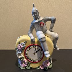 1999 Vintage Enesco Wizard of Oz Tin Man Ceramic Floral Clock Coin Bank
