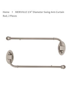 Meriville 3/4" Diameter Swing Arm Curtain Rod (24"–38") set of 2