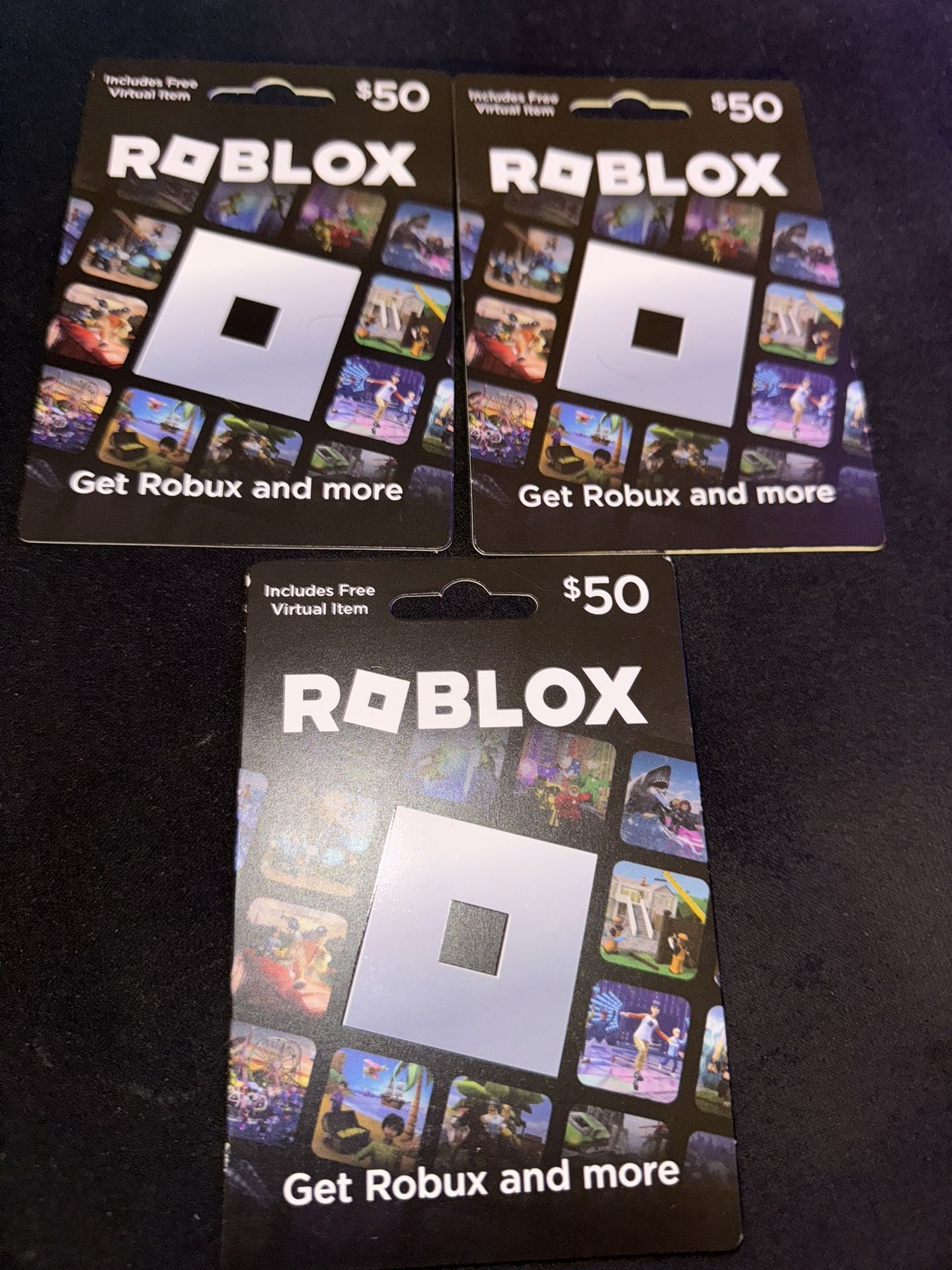 3 $50 Roblox Cards