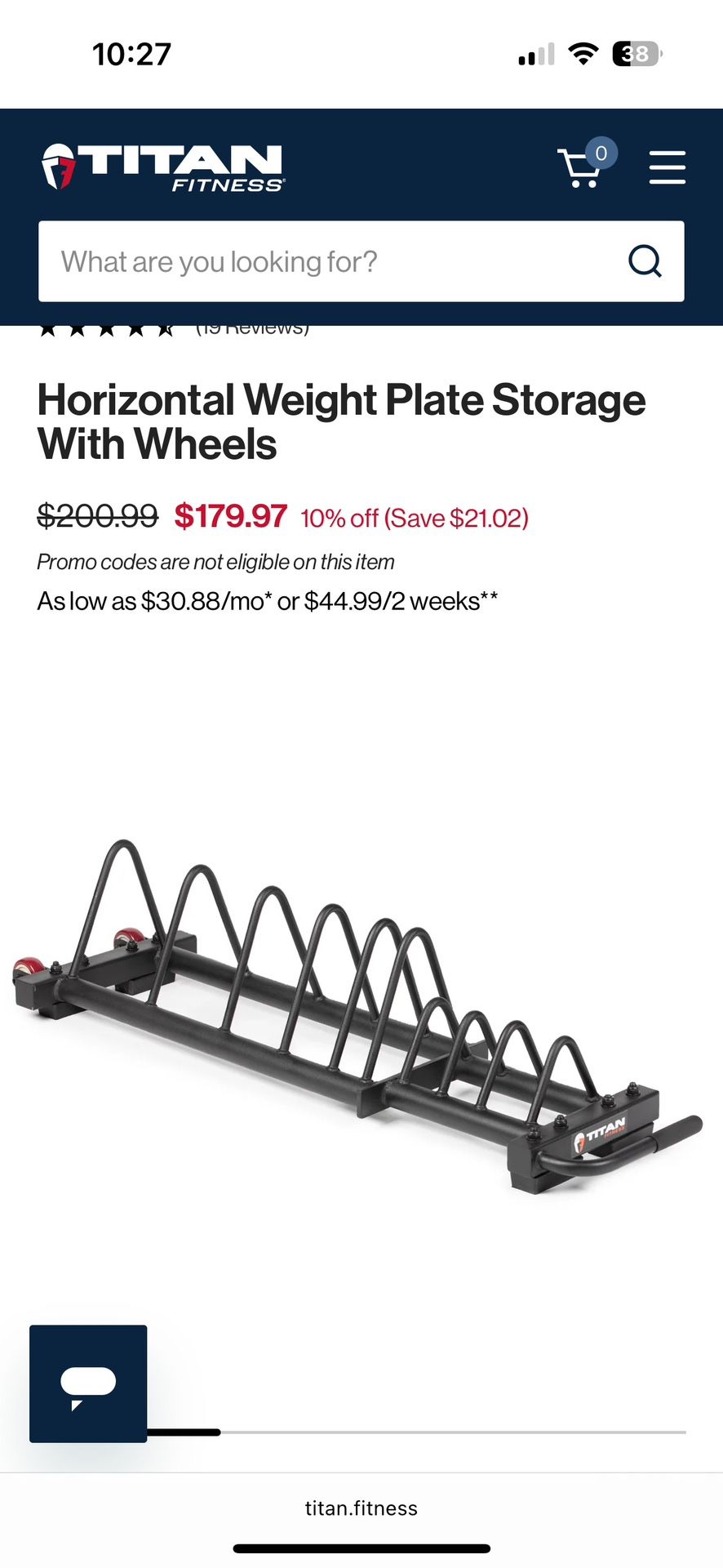 Titan Fitness Horizontal Weight Plate Storage Rack