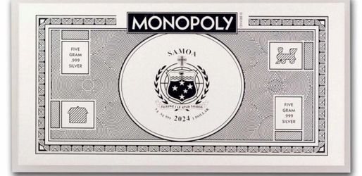 5 Gram 2024 Monopoly .999 Silver Note COA BU UNC 10,000 Minted