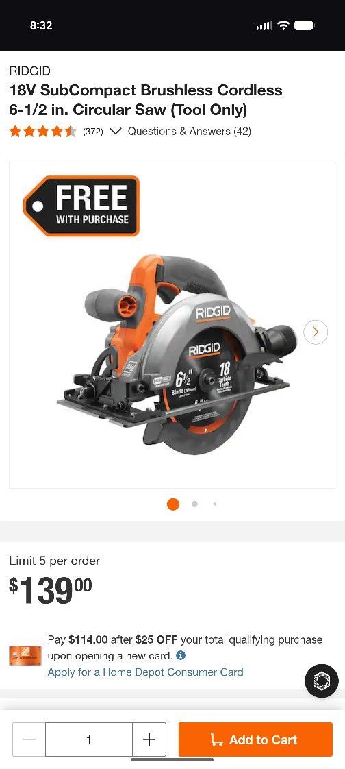 Ridgid 6-1/2 IN circular saw and 3 gal wet dry vac