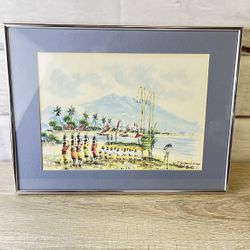 Balinese Bali Original Watercolor Painting Art Beach