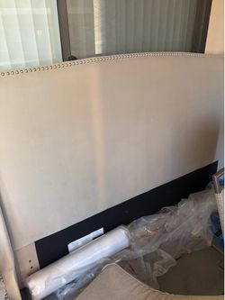 Smooth velvet studded king headboard