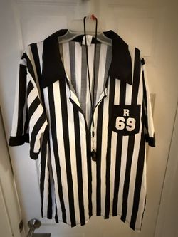Men’s Halloween Referee Costume Shirt With Whistle - XL Size