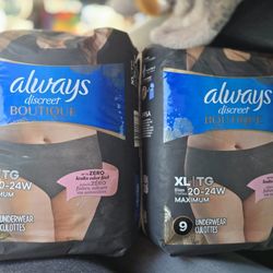 2 Always Discreet Boutique Incontinence Underwear, Maximum Protection, XL, Black, 9 Count