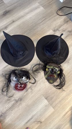 Halloween witch hat and mask $7