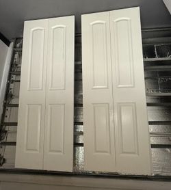 30" x 80" 4 Panel Smooth Molded Composite MDF Bi-Fold Closet Doors, White, 2 Available