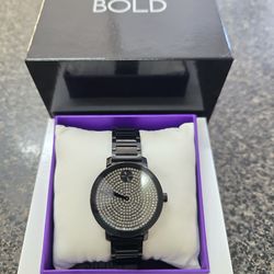 Movado Bold Evolution 2.0 Quartz Gunmetal Paved Dial Ladies Watch