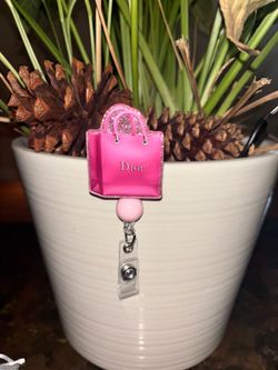 Dior Shopping Bag Retractable Badge Reel