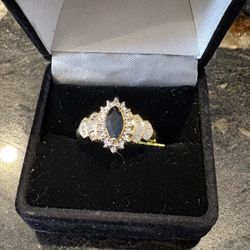 New Diamond & Sapphire Solid Yellow Gold Ring 