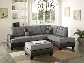 Reversible Sectional Sofa Set W/ Ottoman