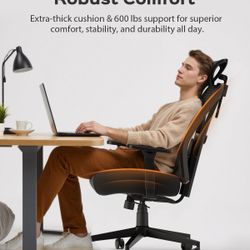 Ergonomic Office Chair With Wide Thick Seat Cushion, Adjustable Lumbar Support And Backrest