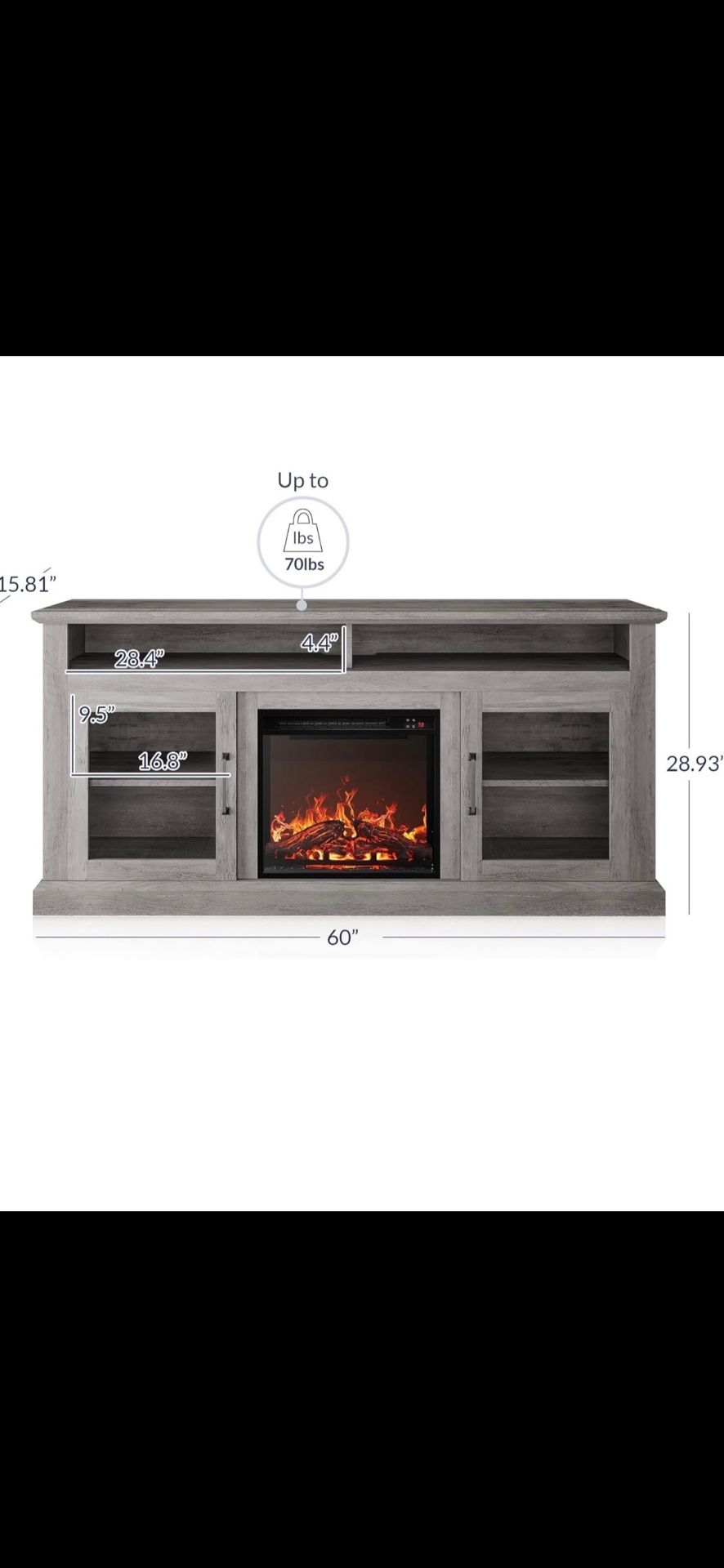 Tv Stand with Electric Fireplace - NEW un-opened 