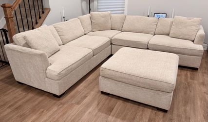 Macy’s Juliam Sectional and Oversized Ottoman - Barbados Cream