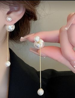 Andkiss faux pearl earring jackets 