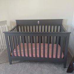 Gray Crib + Mattress