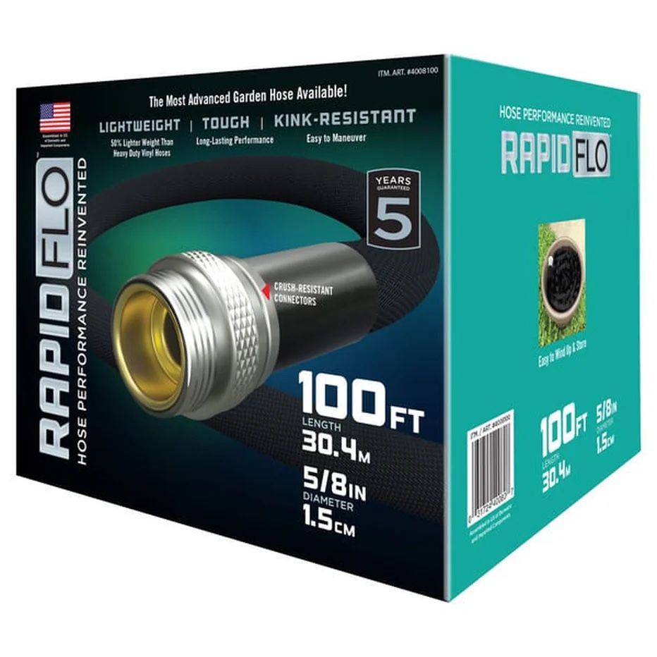 Rapid Flo 5/8 in. x 100 ft. Compact Garden Hose - NEW