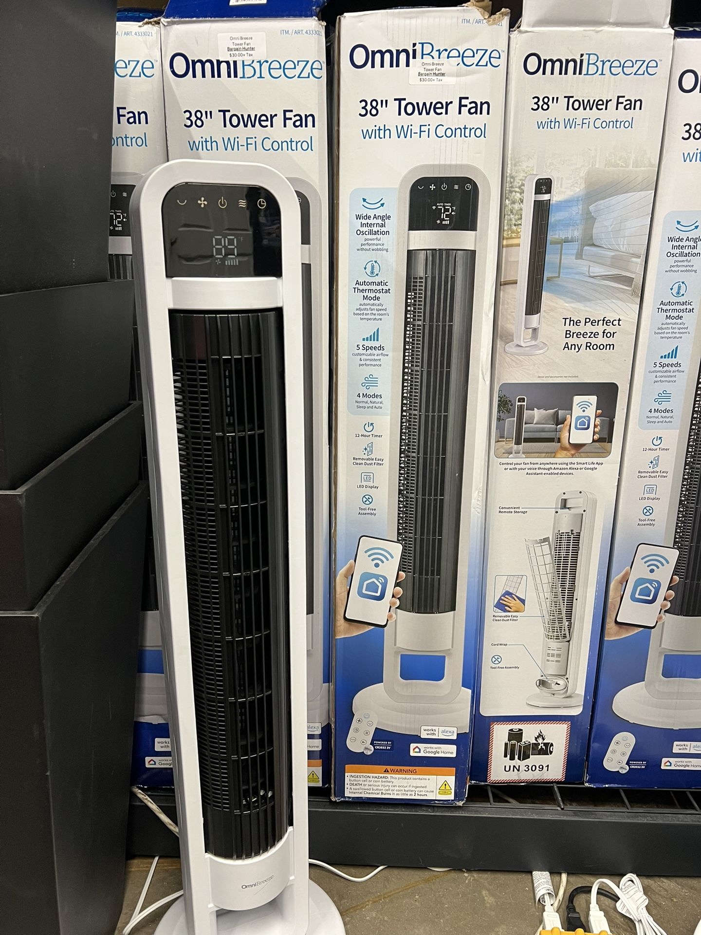 OmniBreeze Tower Fan with Internal Oscillation and Wi-Fi