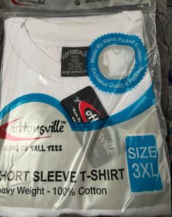 Lot of 5 White 3XL Heavy Weight  Short Sleeve VNeck 100% Cotton