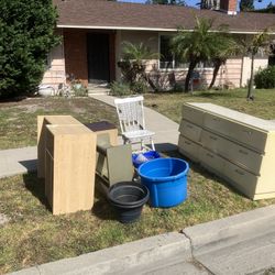 CURB ALERT - Old Dresser, Desk And Metal Bookcase And Cabinet  FREE