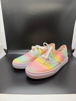 Kids Rainbow Glitter Lace-Up Sneakers