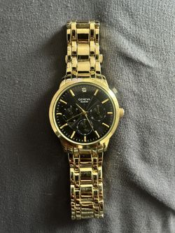 14k Gold Bonded Geneva(real Diamond) Mens Watch