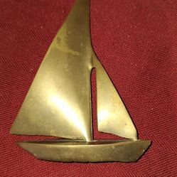 Vintage Antique Style Brass Nautical Sail Boat Paperweight 5 Inches P1R041